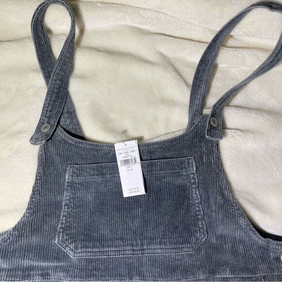 NWT American Eagle Outfitters Corduroy Overall Dress Charcoal Gray - Picture 4 of 7
